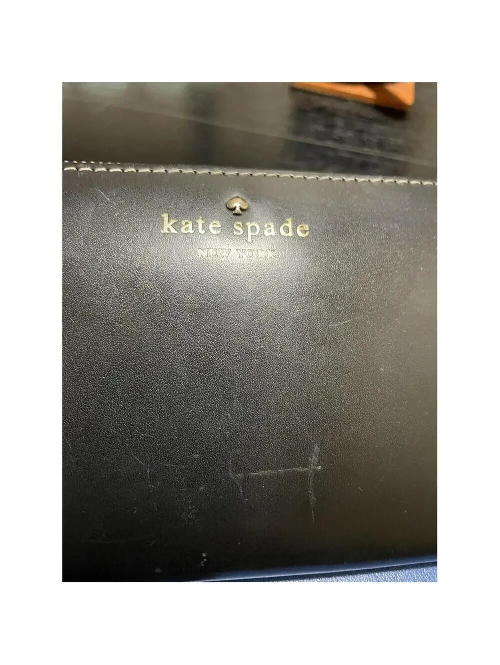 Kate Spade zip around glossy leather wallet black - large